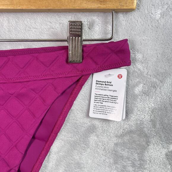 Lululemon Diamond Grid Skimpy Bikini Bottom Size 8 NWT Purple Swimsuit - Picture 2 of 11